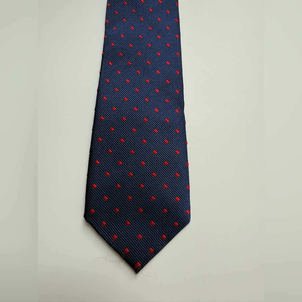 J. Crew Navy Blue Tie with Red Dots